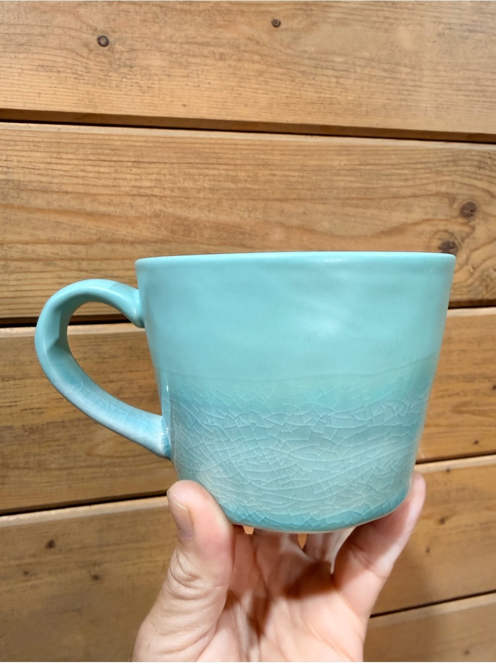 Anthropologie Joyye Keegan Mug Seafoam Mint Green Ombre Crackle Glaze